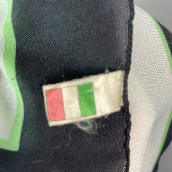 VINTAGE 80’s Valentina Fiore Pink Rose Pattern Print Square Scarf Black Frame - Picture 5 of 9